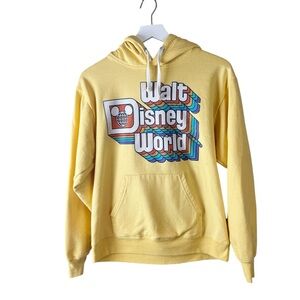 Disney Parks Disney World Hoodie Retro Rainbow Yellow 70s Style‎ Size S
